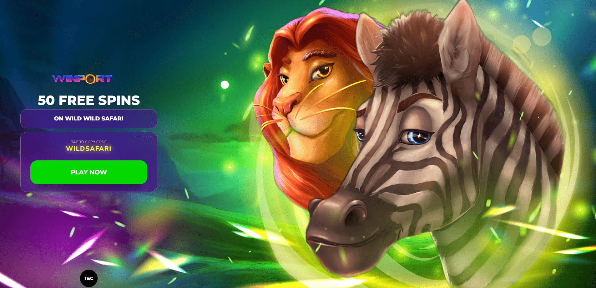 WinPort Online Casino Free Spins | Get 50 Free Spins On Wild Safari!